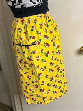 Vintage Handmade Yellow Floral Print A-Line Apron